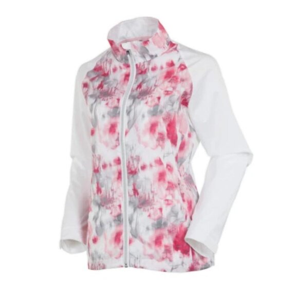 SUNICE Windwear Jacket Womens L Pink & White Floral Lightweight Golf - Picture 1 of 13